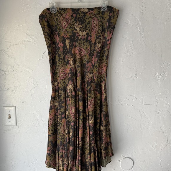 Reversible Boho Skirt‎ Womens XL Brown Green Pink Paisley Asymmetrical Hem - Picture 5 of 7